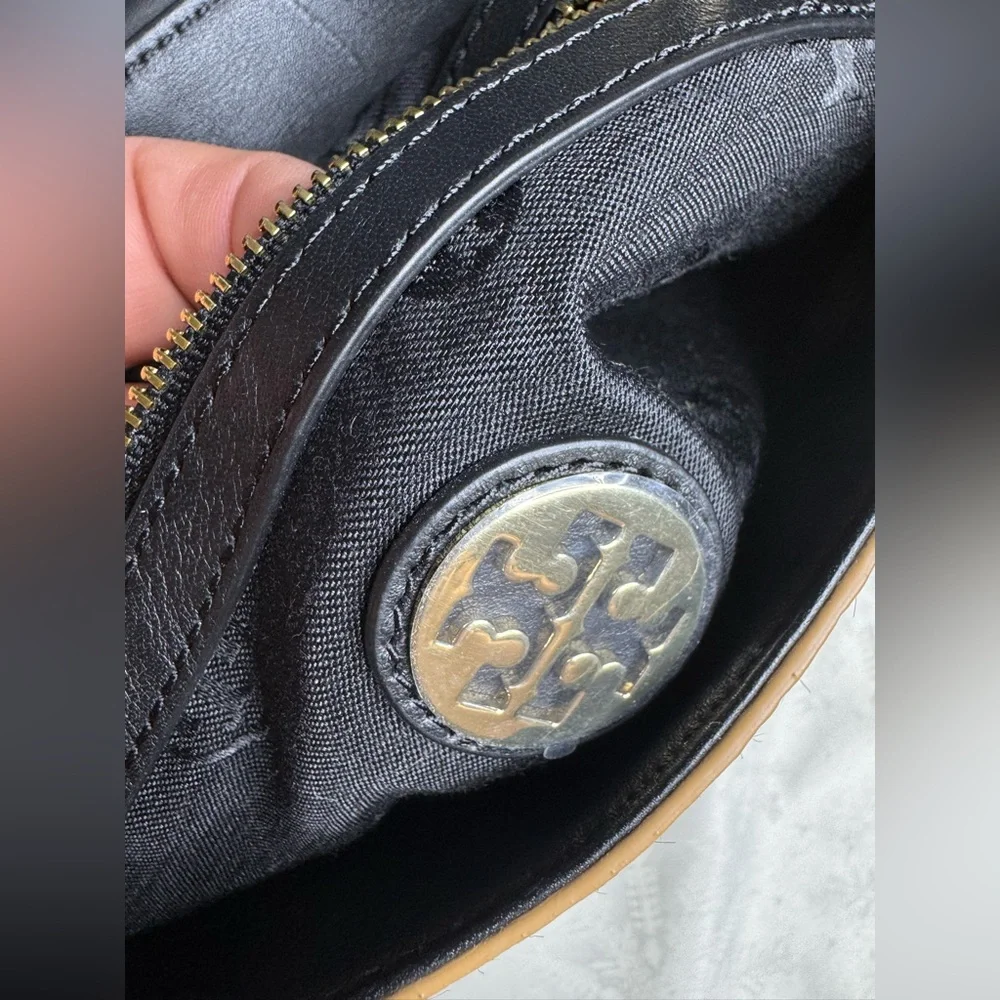 Tory Burch Animal Print Satchel with Dark Brown Trim